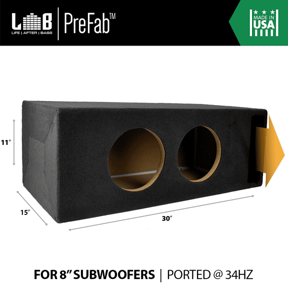 1.50 ft @ 34Hz Ported 3/4" MDF SQ/SPL Enclosure Box for Dual 8" Car Subwoofers