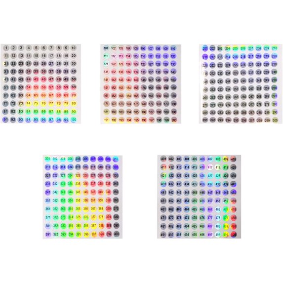 Storage Inventory Label 1 to 500 Round Reflective Laser Number Stickers Self Adhesive Label ...