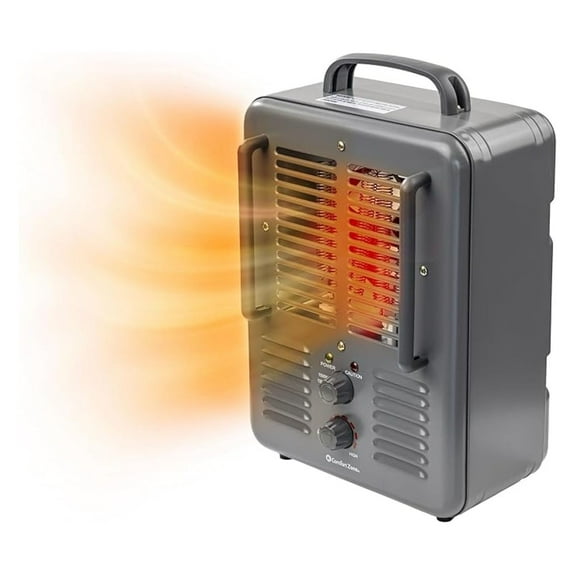 1,500-Watt Milkhouse Style Electric Portable Utility Heater with Adjustable Thermostat, Overheat Protection, and Safety Tip-Over , Grey