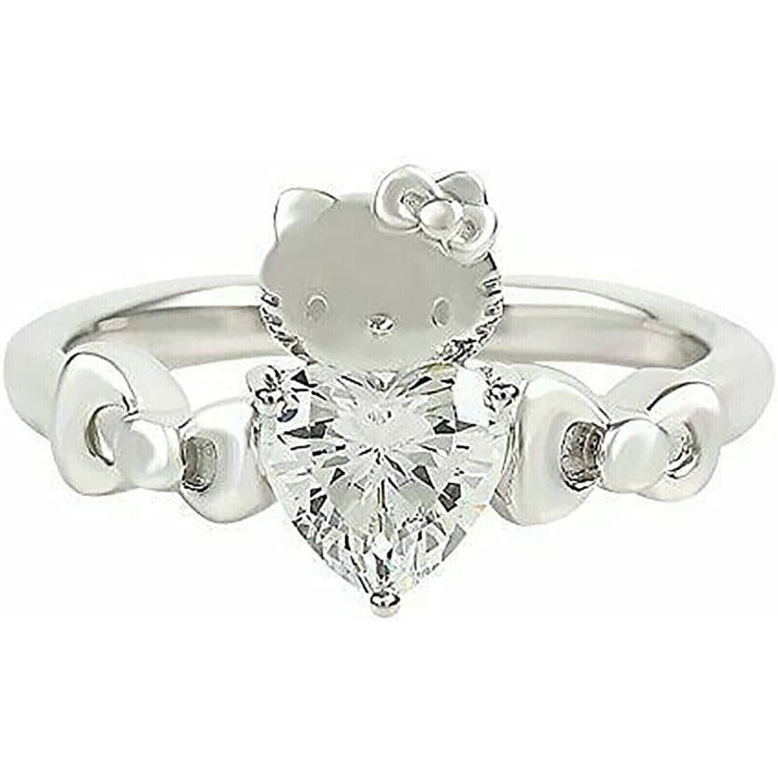 1.50CT Heart Lab Created Women Hello Kitty Engagement Ring White Gold Plated
