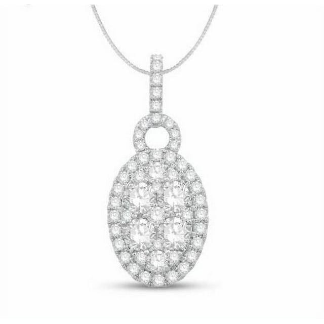 VIRAJ GEMS 1.50CT Lab Grown Diamond Without Chain Pendant 14K White Gold Fine Jewelry for Women Gifts