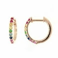 thumbnail image 1 of 1.50CT Round Lab Created Multi Colored 14K Rose Gold Plated Hoop Huggie Earrings, 1 of 3