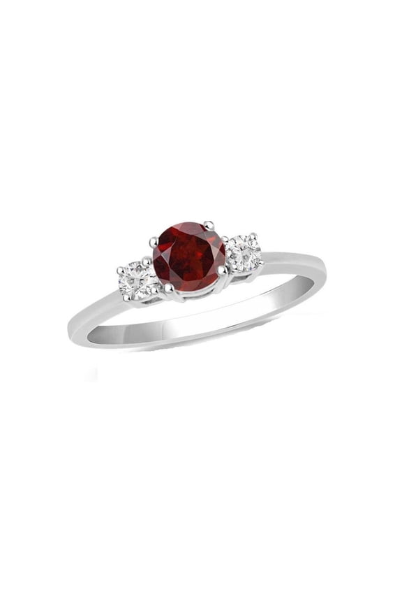 1.50CT Round Red Ruby And Diamond Ring, 14KT White Gold Plated, Three Stone Moissanite Ring, Diamond Jewellery, Ruby Gemstone Ring, Gifts