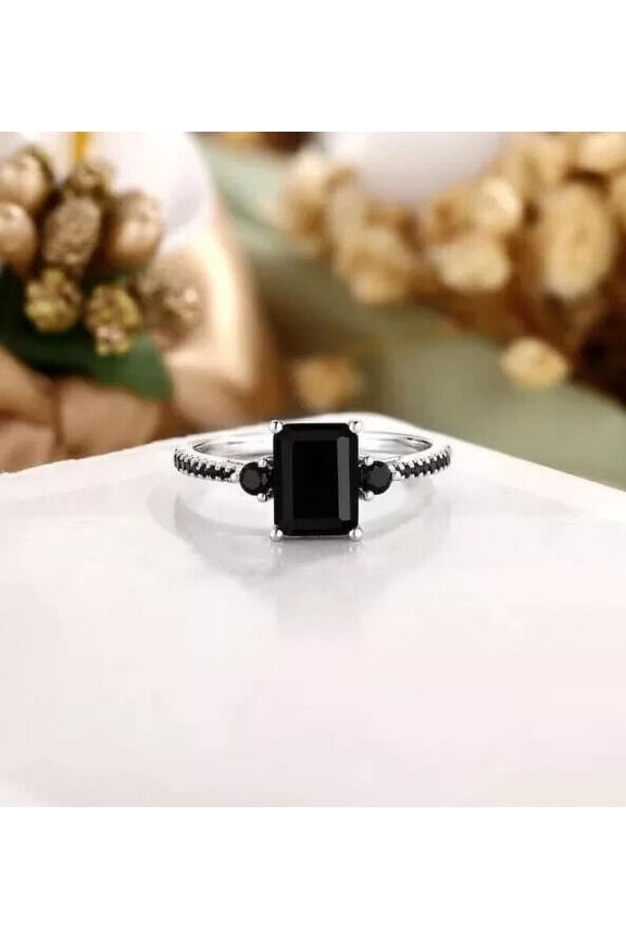 1.50Ct Emerald Cut Lab-Created Diamond Women Engagement Ring 14k White Gold Plated