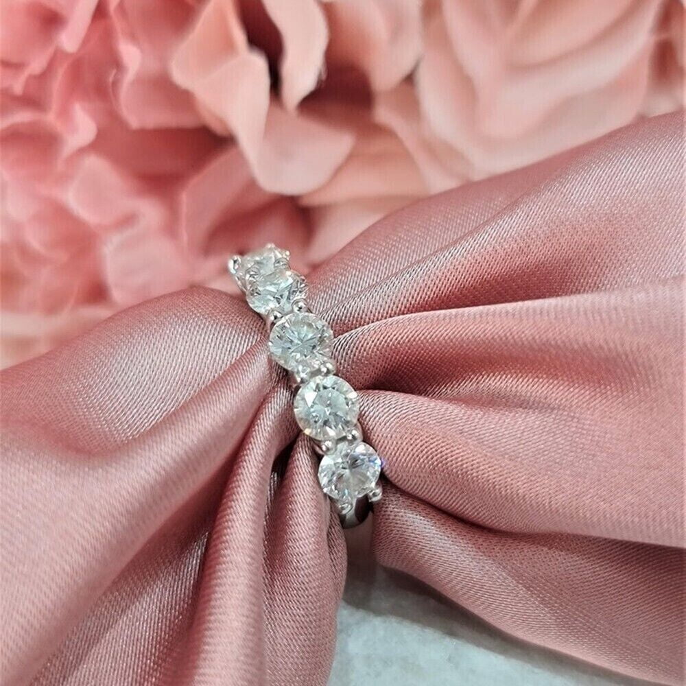 JEWELLERY CRAFT 1.50Ct Lab Created Diamond (VVS1/D) 14k White Gold Band Ring for Women Gifts/Wedding/Engagement