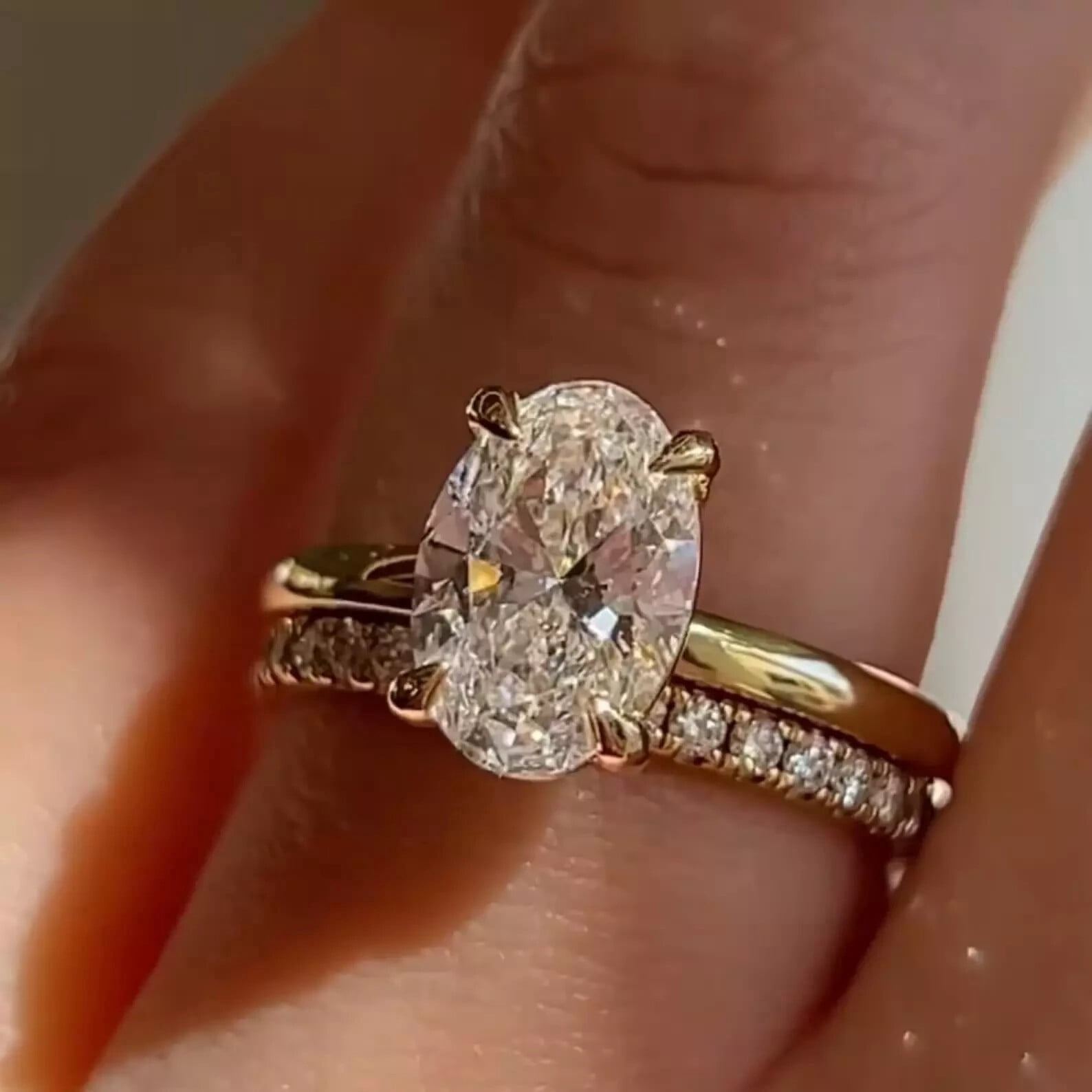 1.50Ct Oval Cut Simulated Diamond Bridal Set Wedding Ring 14k Yellow ...