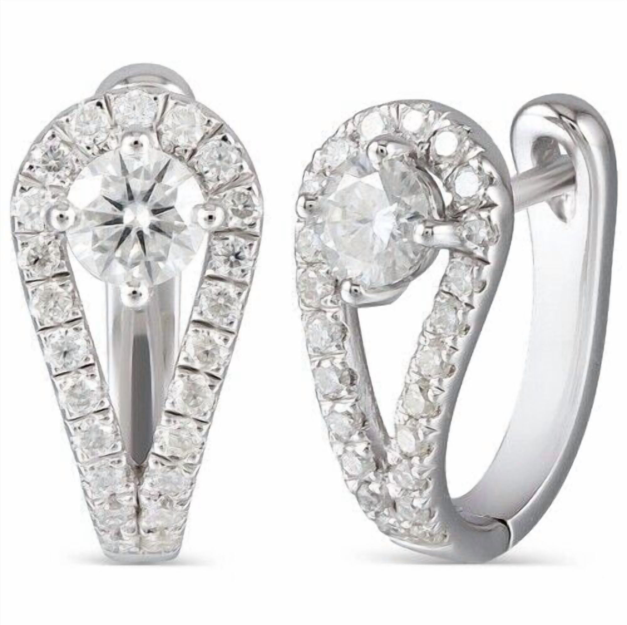 PASO JEWELS 1.50Ct Round Cut Lab Created Diamond Huggie Hoop Earrings White Gold Plated Silver