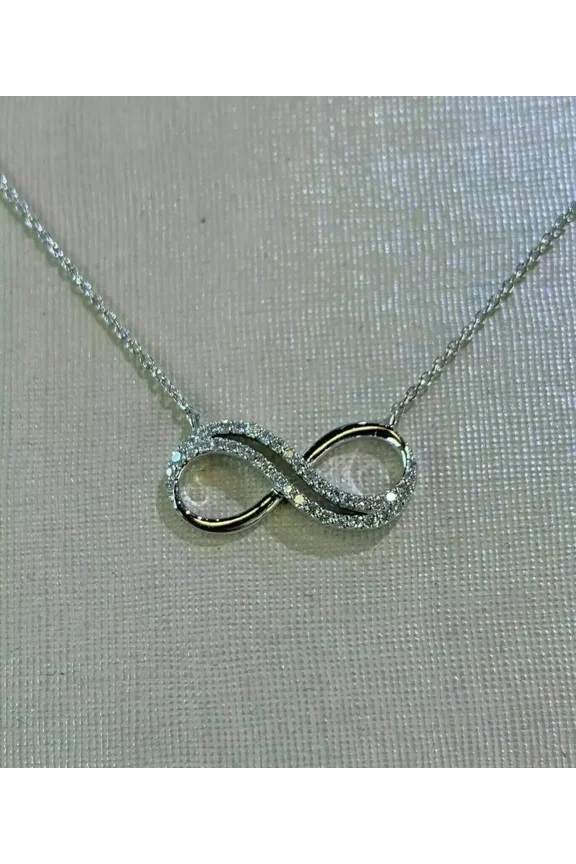 1.50Ct Round Cut Lab Created Diamond Infinity Pendant 14k White Gold Plated