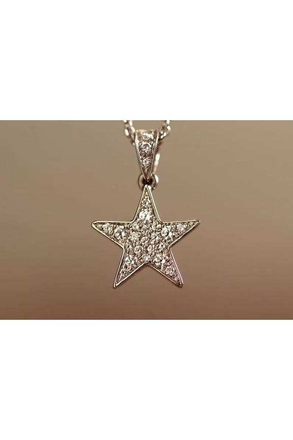 1.50Ct Round Cut Lab Created Diamond Star Pendant 14K White Gold Plated Silver 18 inch Chain