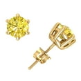 thumbnail image 1 of 1.50Ct Round Cut Yellow Diamond Basket Solitaire Stud Earrings 14k Yellow Gold Prong I1, 1 of 1