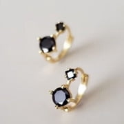 1.50Ct Round Lab Created Black Diamond Huggie Hoop Earrings 14K Yellow Gold Plated