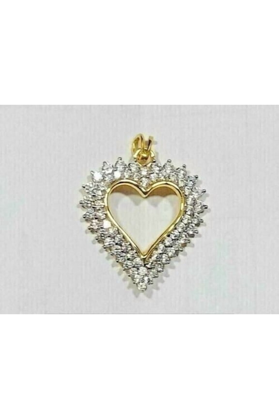 1.50Ct Round Lab Created Diamond 14k Gold Plated Double Heart Pendant Necklace