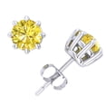 thumbnail image 1 of 1.50Ct Round Yellow Diamond Basket Stud Earrings 14Kt White Gold Prong Set I1, 1 of 1