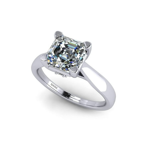 1.50ct Asscher Lucita Solitaire Simulated Diamond Wedding Engagement Ring 14K Gold-6.0mm-Size 5