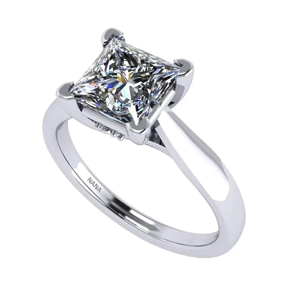 1.50ct Princess Lucita Solitaire Simulated Diamond Wedding Engagement Ring 14K Gold-6.0mm-Size 8.5