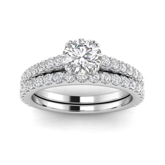 1.50ctw Diamond Engagement Ring Bridal set in 14k White Gold (G-H, I2-I3, 1.50ctw)