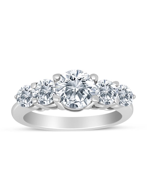1.50ctw Diamond Five Stone Graduated Ring in 14k White Gold