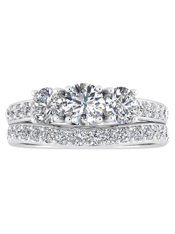 1.50ctw Diamond Three Stone Bridal Set in 10k White Gold