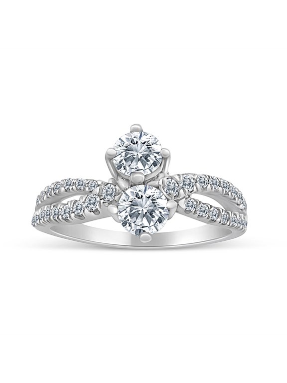 1.50ctw Diamond Two Stone Ring in 14k White Gold (G-H, I2-I3, 1.50ctw)