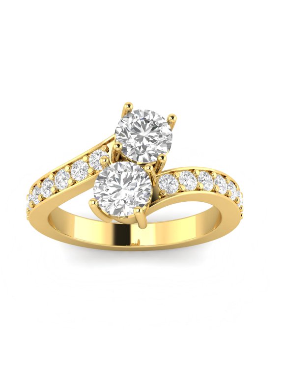 1.50ctw Diamond Two Stone Ring in 14k Yellow Gold (G-H, I2-I3, 1.50ctw)