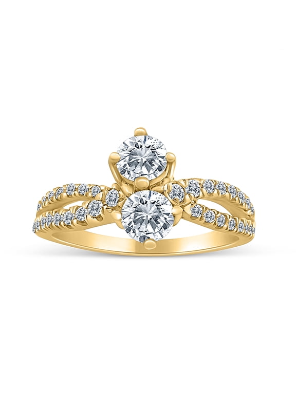 1.50ctw Diamond Two Stone Ring in 14k Yellow Gold (G-H, I2-I3, 1.50ctw)
