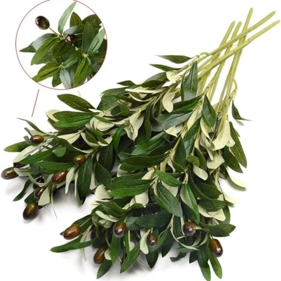 1-50pcs 15 Inch Faux Olive Branches for Vase,Artificial Olive Tree Branches,Fake Plants,Greenery Stems,Eucalyptus Stems,Green Leaves for Centerpieces Decoration,Home Decor,Coffee Table Decor