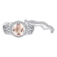 thumbnail image 1 of AFFY 1.51 Carat Round Shape Simulated Morganite & Natural Diamond Wedding Ring Set 14K Solid White Gold Ring Size-9, 1 of 2