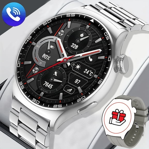1.51-Inch HD Smartwatch, IP68 Waterproof, Wireless Calling, Phone Sync, Message/Weather Reminder, Voice Assistant, 100+ Sports Modes, Pedometer, iOS/Android Compatible, Perfect Gift