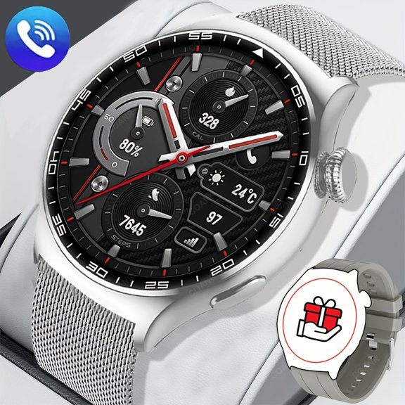 1.51-Inch HD Smartwatch, IP68 Waterproof, Wireless Calling, Phone Sync, Message/Weather Reminder, Voice Assistant, 100+ Sports Modes, Pedometer, iOS/Android Compatible, Perfect Gift