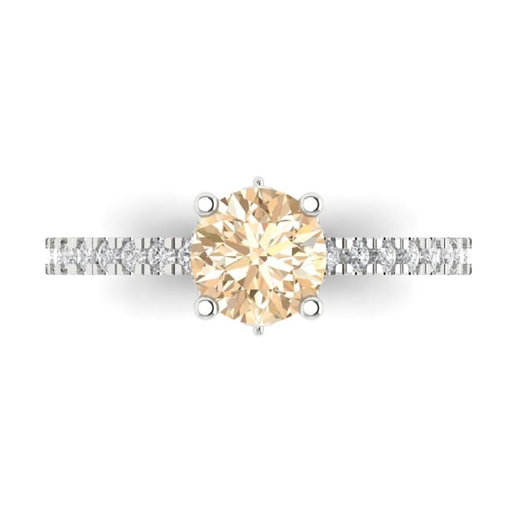 Solitaire with Accents Engagement Ring for Women - 1.465ct Natural Morganite in 14K White Gold Promise Ring
