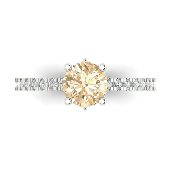 Solitaire with Accents Engagement Ring for Women - 1.465ct Natural Morganite in 14K White Gold Promise Ring