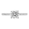 thumbnail image 1 of 1.51 ct Round Cut Genuine Cultured Diamond SI1-SI2 I-J 18K White Gold Promise Wedding Statement Engagement Designer Ring W/ Crystal side stones size 10, 1 of 7