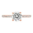 thumbnail image 1 of 1.51 ct Round Cut Genuine Cultured Diamond VS1-VS2 I-J 18K Rose Gold Promise Wedding Statement Engagement Designer Ring W/ Crystal side stones size 7, 1 of 6