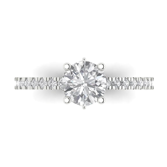 Solitaire with Accents Engagement Ring for Women - 1.465ct Moissanite in 14K White Gold Promise Ring