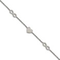 thumbnail image 1 of 1.51mm Stainless Steel Polished With 1in Ext. Love Heart and Infinity Bracelet 7 Inch Link Bracelet for Women, 1 of 2
