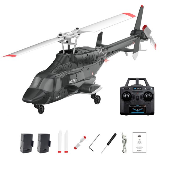 1:52 Scale RC Helicopter for Adults, A61 Little Air-Wolf 4CH Single Rotor RC Helicopter with One-key Take-off/Landing, Altitude Hold & Optical Flow Positioning for Hobbyist - RTF