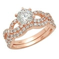 thumbnail image 1 of 1.52 ct Brilliant Round Cut Genuine Cultured Diamond SI1-SI2 J-K 14K Rose Gold Engagement Wedding Bridal Set Designer Ring bW/ Set size 3.5, 1 of 6
