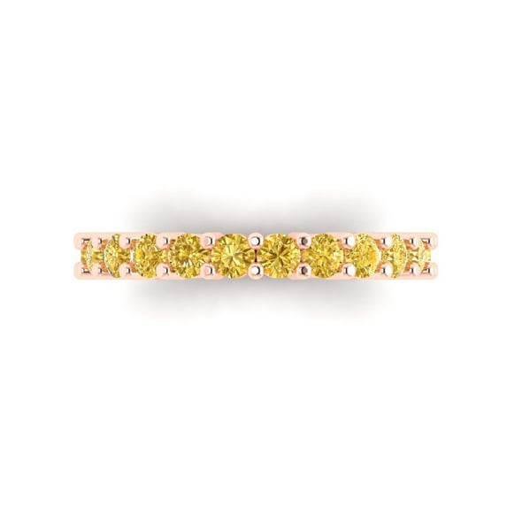 1.52 ct Brilliant Round Cut Natural Citrine 14k Rose Gold Eternity Band SZ 7