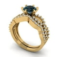 thumbnail image 1 of 1.52 ct Brilliant Round Cut Natural London Blue Topaz 14k Yellow Gold Solitaire with Accents Engagement Bridal Wedding Ring Band Set size 9, 1 of 7