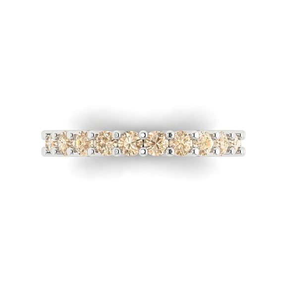 1.52 ct Brilliant Round Cut Natural Morganite 18K White Gold Eternity Band SZ 7.75