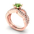 thumbnail image 1 of 1.52 ct Brilliant Round Cut Natural Peridot 18K Rose Gold Solitaire with Accents Engagement Bridal Wedding Ring Band Set size 11, 1 of 7