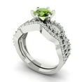 thumbnail image 1 of 1.52 ct Brilliant Round Cut Natural Peridot 18K White Gold Solitaire with Accents Engagement Bridal Wedding Ring Band Set size 8, 1 of 7
