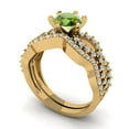 thumbnail image 1 of 1.52 ct Brilliant Round Cut Natural Peridot 18K Yellow Gold Solitaire with Accents Engagement Bridal Wedding Ring Band Set size 8.25, 1 of 7