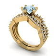 thumbnail image 1 of 1.52 ct Brilliant Round Cut Natural Sky Blue Topaz 18K Yellow Gold Solitaire with Accents Engagement Bridal Wedding Ring Band Set size 8, 1 of 7