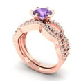 thumbnail image 1 of 1.52 ct Brilliant Round Cut Alexandrite 14k Rose Gold Solitaire with Accents Engagement Bridal Wedding Ring Band Set size 9.5, 1 of 7