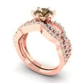 thumbnail image 1 of 1.52 ct Brilliant Round Cut Champagne 18K Rose Gold Solitaire with Accents Engagement Bridal Wedding Ring Band Set size 4.25, 1 of 7