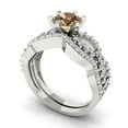 thumbnail image 1 of 1.52 ct Brilliant Round Cut Champagne 18K White Gold Solitaire with Accents Engagement Bridal Wedding Ring Band Set size 3.75, 1 of 7