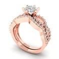 thumbnail image 1 of 1.52 ct Brilliant Round Cut Zircon 18K Rose Gold Solitaire with Accents Engagement Bridal Wedding Ring Band Set size 4.25, 1 of 7