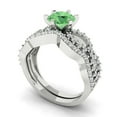 thumbnail image 1 of 1.52 ct Brilliant Round Cut Green Zircon 14k White Gold Solitaire with Accents Engagement Bridal Wedding Ring Band Set size 4, 1 of 7