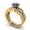 thumbnail image 1 of 1.52 ct Brilliant Round Cut Tanzanite 18K Yellow Gold Solitaire with Accents Engagement Bridal Wedding Ring Band Set size 6.75, 1 of 7